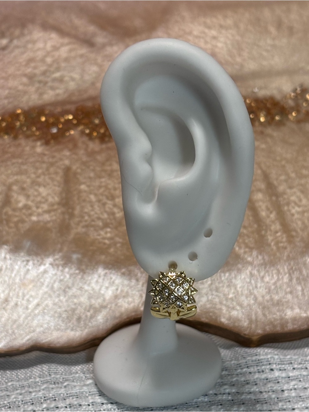 Gold Crystal Starburst Huggies Earrings